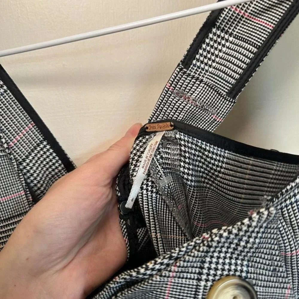 Free People plaid pinafore-style dress with‎ button detail